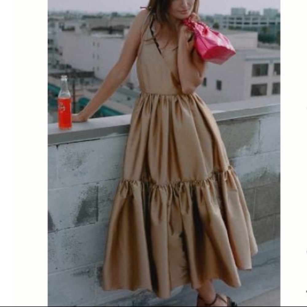 anthropologie X bloni 
3 TIERED V-NECK MAXI DRESS NWT